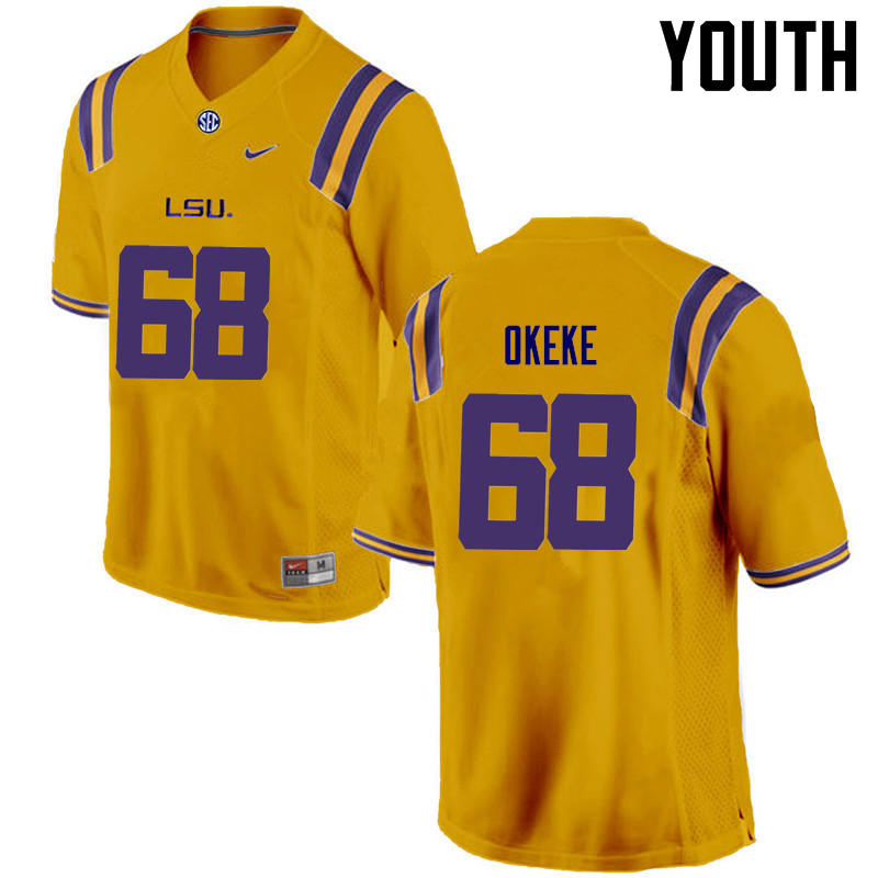 Youth LSU Tigers #68 Chidi Okeke College Football Jerseys Game-Gold - Click Image to Close